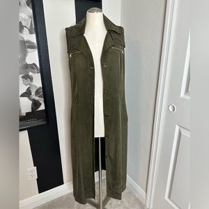 Bebe Olive Green Suede Long Vest